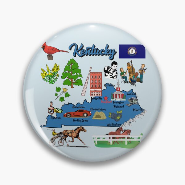 Item preview, Kentucky State Pride - Bluegrass Symbols & Landmarks Illustrated Map designed and sold by mashmosh.