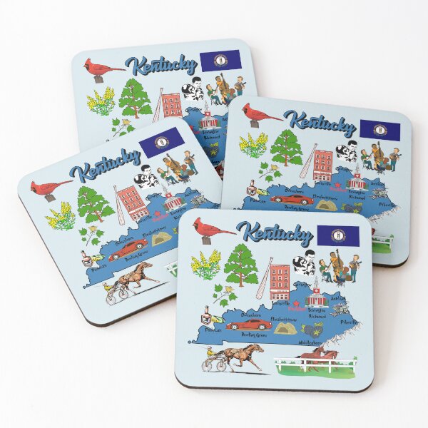 Item preview, Kentucky State Pride - Bluegrass Symbols & Landmarks Illustrated Map designed and sold by mashmosh.