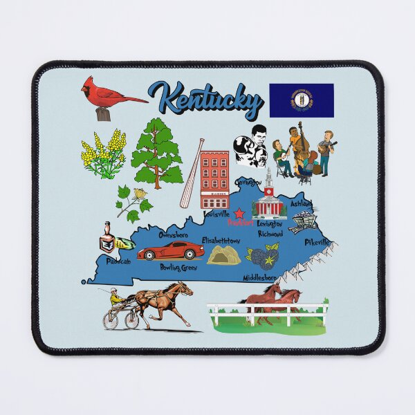 Item preview, Kentucky State Pride - Bluegrass Symbols & Landmarks Illustrated Map designed and sold by mashmosh.