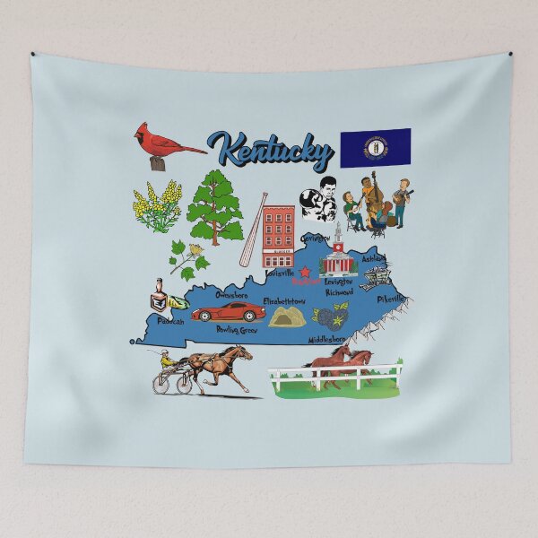 Item preview, Kentucky State Pride - Bluegrass Symbols & Landmarks Illustrated Map designed and sold by mashmosh.