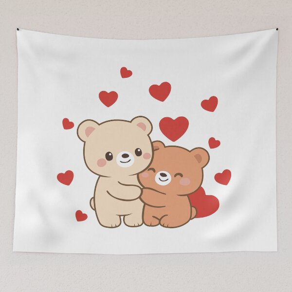 Item preview, Cute Bear Couple – Kawaii Illustration Sweet Love designed and sold by Wolagno.