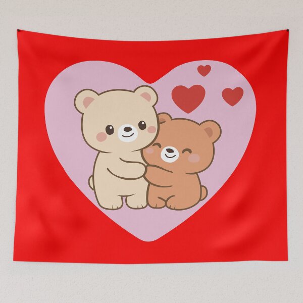 Item preview, Cute Bear Couple – Kawaii Illustration Sweet Love designed and sold by Wolagno.