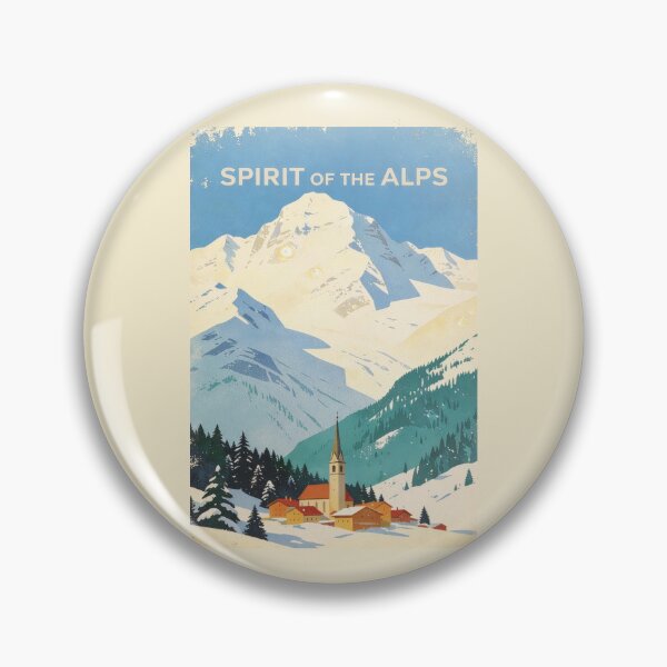 Item preview, Spirit of the Alps – Vintage Alpine Winter Village Travel Poster designed and sold by bisha.