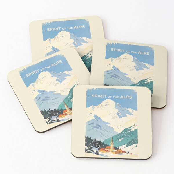 Item preview, Spirit of the Alps – Vintage Alpine Winter Village Travel Poster designed and sold by bisha.