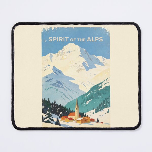 Item preview, Spirit of the Alps – Vintage Alpine Winter Village Travel Poster designed and sold by bisha.