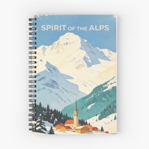 Item preview, Spirit of the Alps – Vintage Alpine Winter Village Travel Poster designed and sold by bisha.