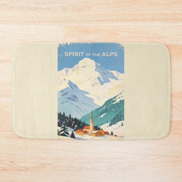 Item preview, Spirit of the Alps – Vintage Alpine Winter Village Travel Poster designed and sold by bisha.