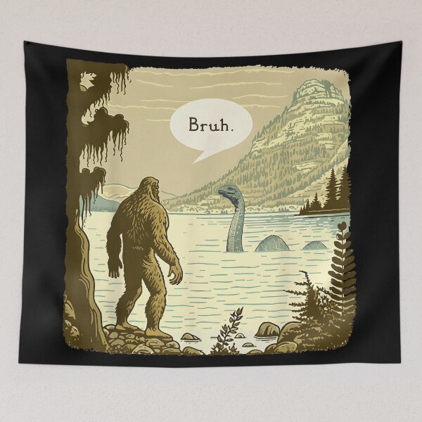 Item preview, Funny Bigfoot Sasquatch Loch Ness Monster Introvert Bruh designed and sold by CameronTheBro.