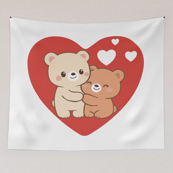 Item preview, Cute Bear Couple – Kawaii Illustration Sweet Love designed and sold by Wolagno.