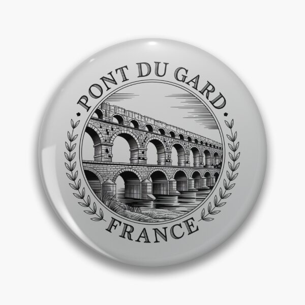 Item preview, Pont du Gard Heritage Seal – Vintage Engraving France Roman Aqueduct designed and sold by Timeless Design.
