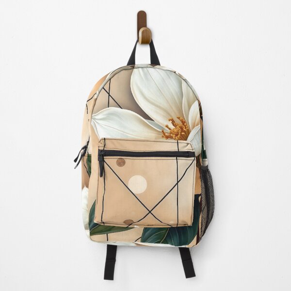 Item preview, White Magnolia Flowers, Beige Abstract Geometric Art designed and sold by SolaoLab.