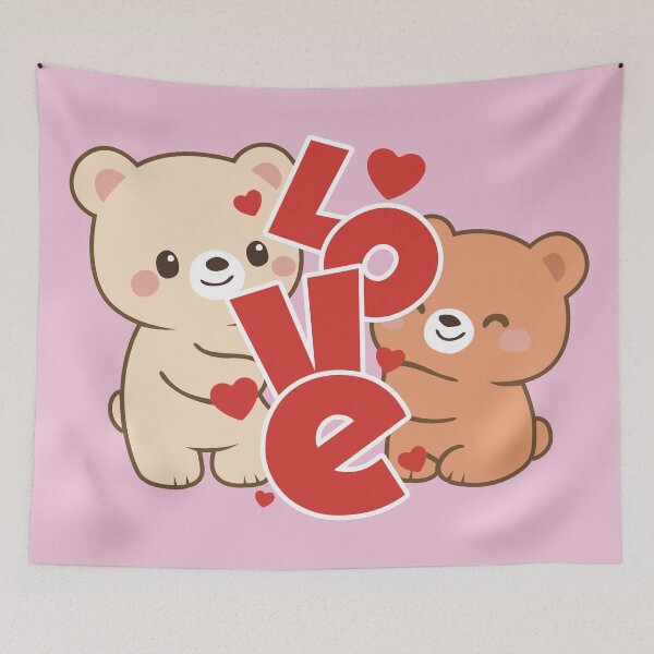 Item preview, Cute Bear Couple – Kawaii Illustration Sweet Love designed and sold by Wolagno.