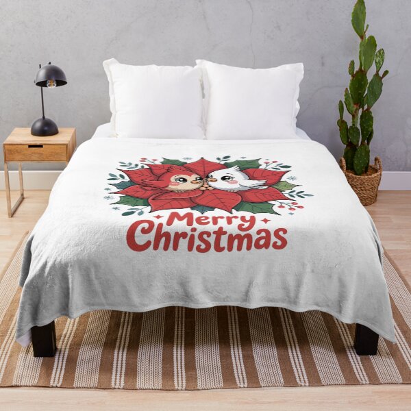 Item preview, Festive Birds on Poinsettia Merry Christmas designed and sold by jkrphoto.