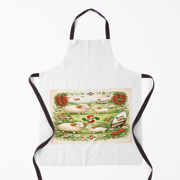 Item preview, Bohemian poster from the Basque Country with sheep, peppers and lauburu designed and sold by Gino64.