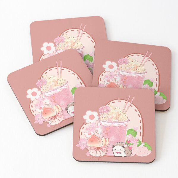 Item preview, Kawaii Hedgehog Peach Strawberry Smoothie designed and sold by Kanniax.