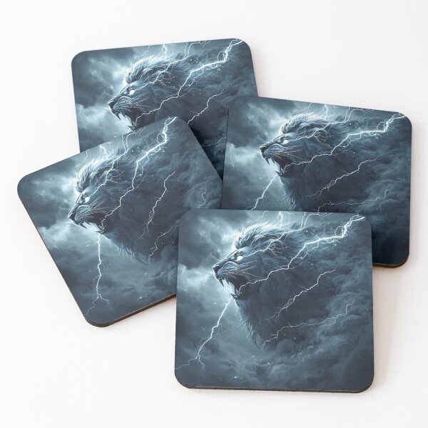 Item preview, Storm Lion Roaring Amid Lightning Clouds designed and sold by Wonderful Designs.
