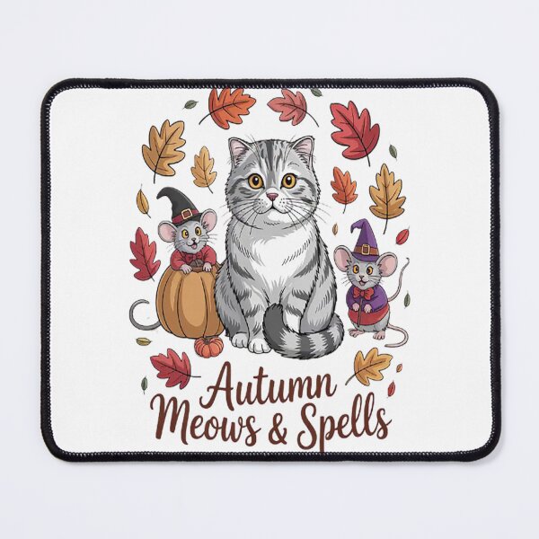 Item preview, Autumn Meows Spells Enchanting Whiskers And Leaves Cat Lover designed and sold by orlodrake.