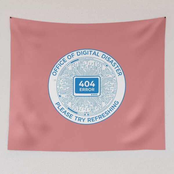 Item preview, "Office of Digital Disaster" 404 Error Technical Support Humor Graphic Art designed and sold by InkWeaveShop.