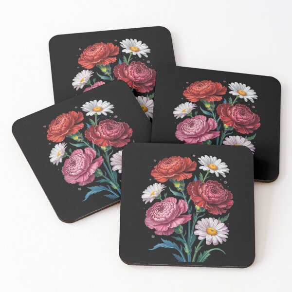 Item preview, Royal Red Carnation and White Daisies Bouquet Shapes designed and sold by countntenov.