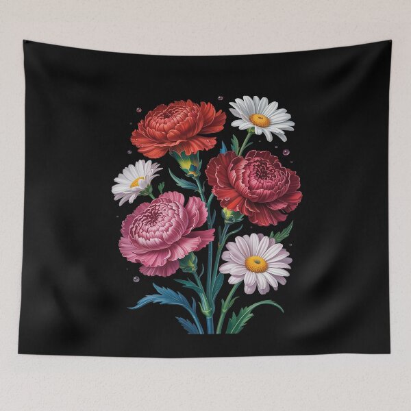 Item preview, Royal Red Carnation and White Daisies Bouquet Shapes designed and sold by countntenov.