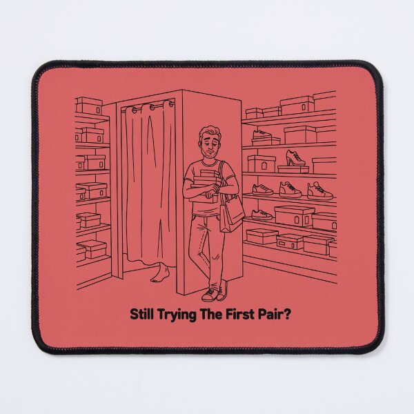 Item preview, Still Trying The First Pair? Shoe Store Comic Line Art designed and sold by Elando1212.
