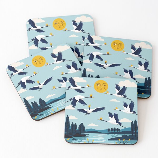 Item preview, Geometric illustration depicting Birds flying over a lake designed and sold by Design4uStudio.