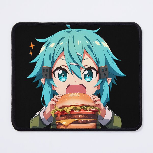 Item preview, Sinon Sword Art Online Anime Girl Kawaii Chibi Burger Big Bite Fun designed and sold by mildaclairmo.