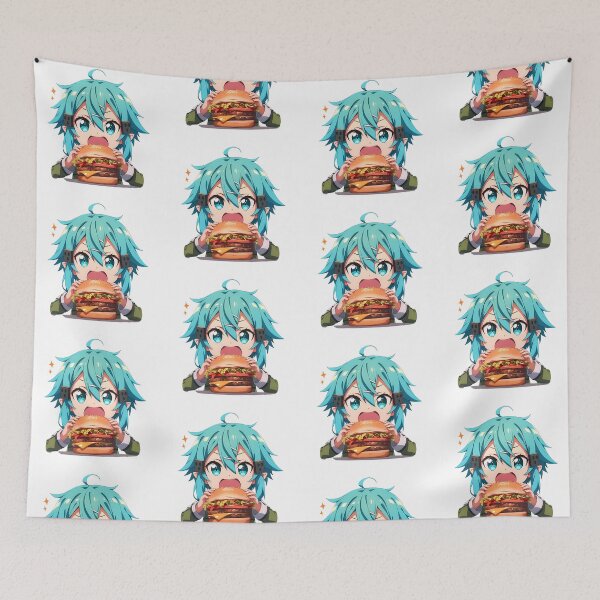 Item preview, Sinon Sword Art Online Anime Girl Kawaii Chibi Burger Big Bite Fun designed and sold by mildaclairmo.