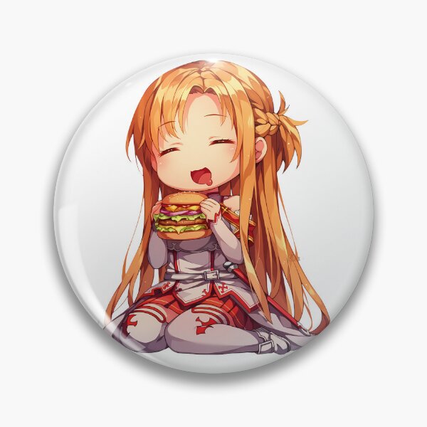 Item preview, Asuna Sword Art Online Anime Girl Kawaii Chibi Burger Happy Moment designed and sold by mildaclairmo.