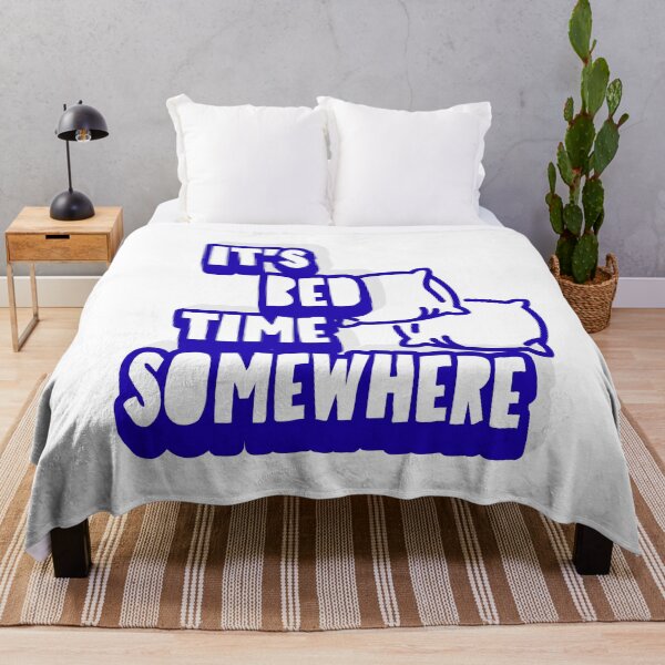 Item preview, It’s Bed Time Somewhere – Funny Sleep Quote Pillow Illustration designed and sold by Pokah79.