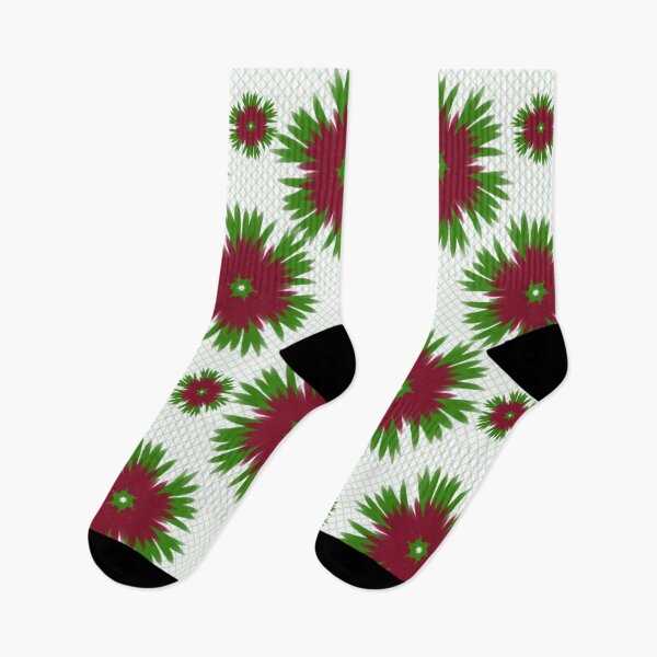 Item preview, Vibrant Burgundy Green Starburst Flowers Diagonal Grid Pattern designed and sold by HopeAndHustle.