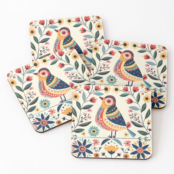Item preview, Scandinavian Folk Art, Bird and Flowers designed and sold by xiao xuans.