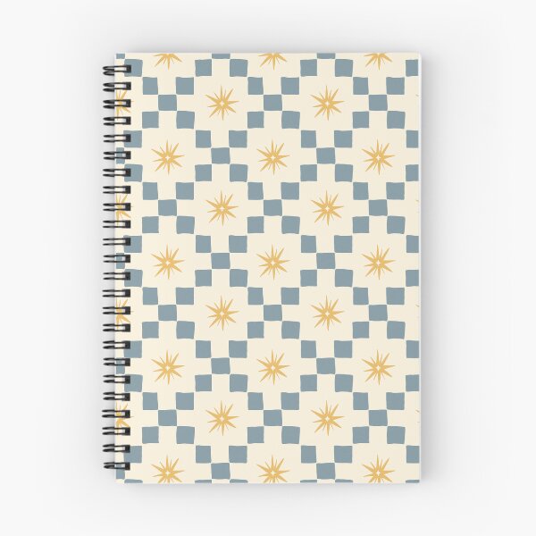 Item preview, Retro Starburst Checkered Pattern in Dusty Blue & Mustard designed and sold by emilee.faye.