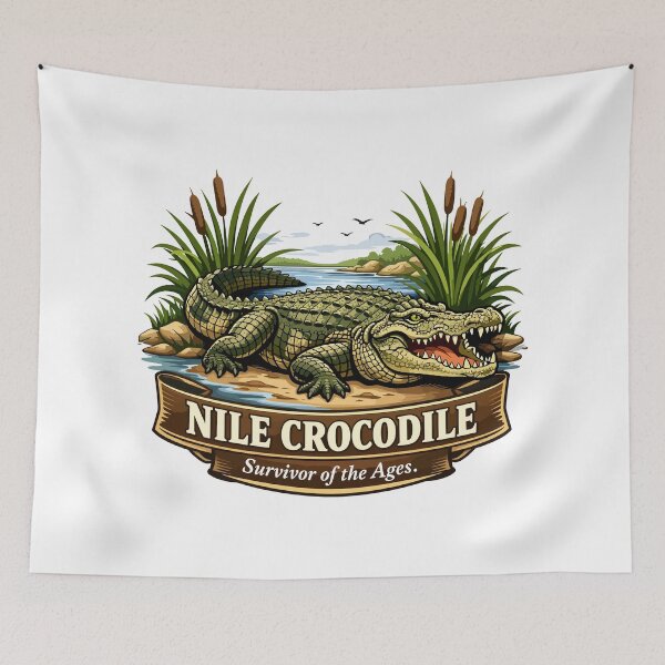 Item preview, Nile Crocodile Survivor of the Ages Illustration designed and sold by WildlifeInc.