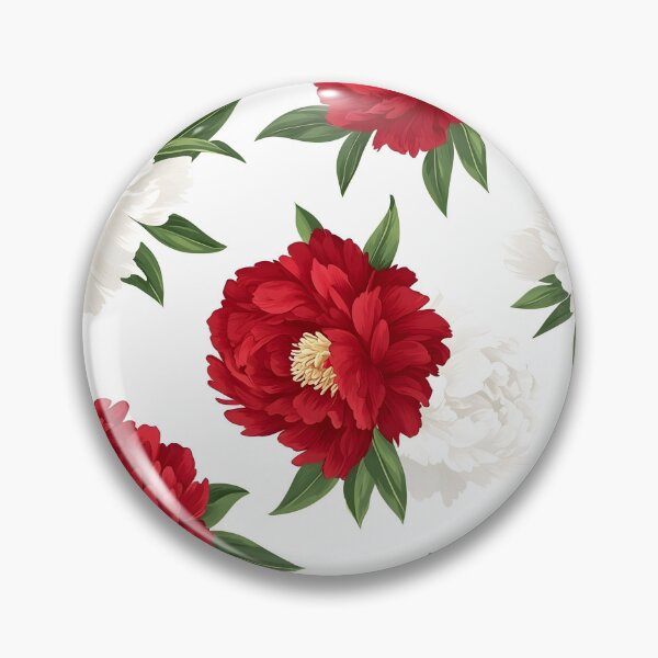 Item preview, The image displays a seamless pattern with red and white peony flowers accented by dark green leaves, all set against a clean, white background for a vibrant contrast. designed and sold by rujlaphusstudio.