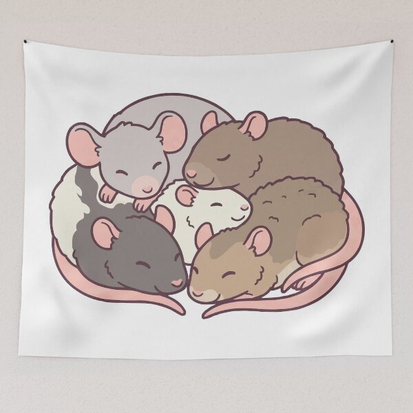 Item preview, Rat Cuddle Puddle - Sleeping Pile of Fancy Rats Aesthetic designed and sold by Petzzz.