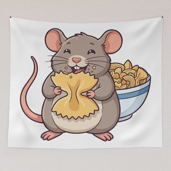 Item preview, Cute Rat Eating Pasta - Carb Loader Fancy Rat Meme designed and sold by Petzzz.