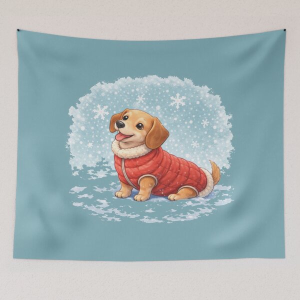 Item preview, Dachshund Long Winter Coat Sit – Cute Cozy Sausage Dog Shirt designed and sold by dogmomtees.