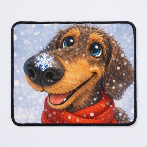 Item preview, Winter Dachshund with Red Scarf – Cozy Snowy Sausage Dog designed and sold by Darlin8888.