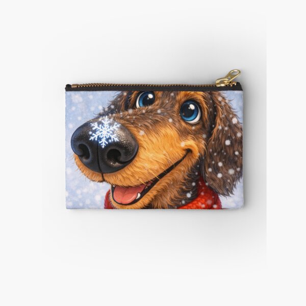 Item preview, Winter Dachshund with Red Scarf – Cozy Snowy Sausage Dog designed and sold by Darlin8888.