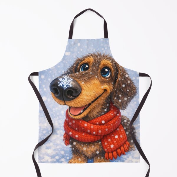 Item preview, Winter Dachshund with Red Scarf – Cozy Snowy Sausage Dog designed and sold by Darlin8888.