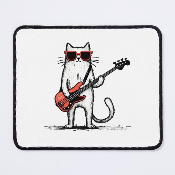 Item preview, Gato genial tocando el bajo | Ilustración divertida de un gato musical designed and sold by Kruti Collection.