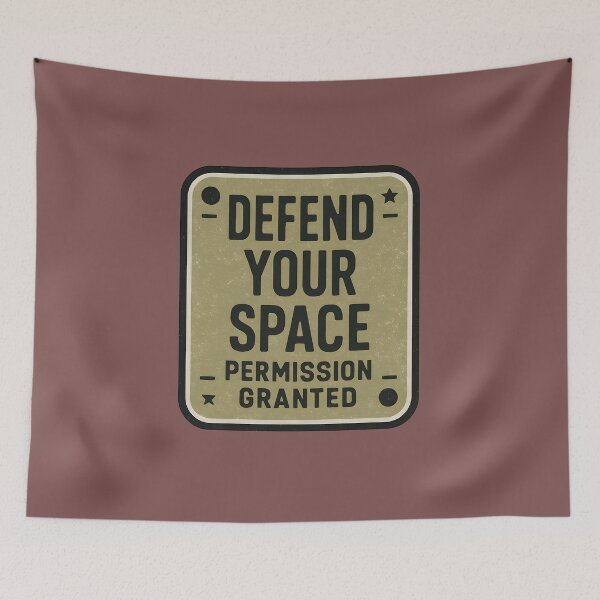 Item preview, "Defend Your Space" Retro Military Style Motivational Quote Graphic Art designed and sold by InkWeaveShop.