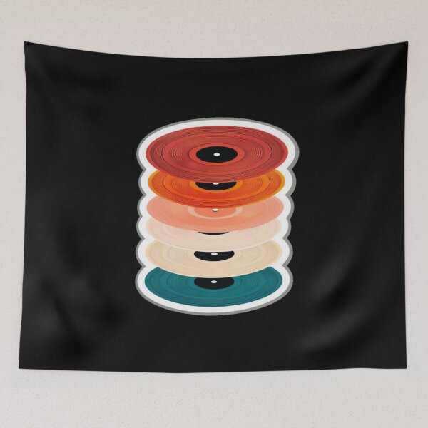 Item preview, Retro Vinyl Record Stack – Colorful Music Lover Art for Posters, Tees, Stickers & Wall Decor designed and sold by Bright Nest Studio.
