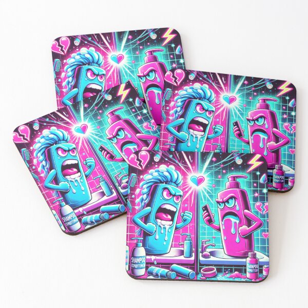 Item preview, Shampoo vs Conditioner – Neon Breakup Bathroom Fight designed and sold by ComedyInkFactor.