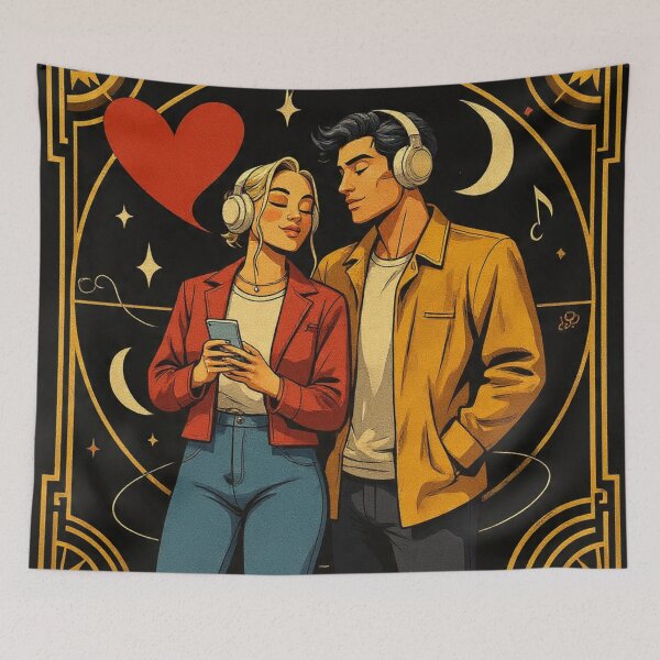Item preview, Romantic Couple Music Art | Valentine Wall Decor designed and sold by lavanya11.
