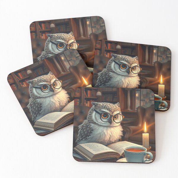 Item preview, Autumn Owl Reading Books by Candlelight – Cozy Cottagecore Design designed and sold by ArmaanArts.