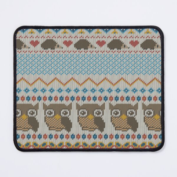 Item preview, Cozy Knitted Nordic Pattern - Owl and Hedgehog Winter Folk Art designed and sold by aswan2000.