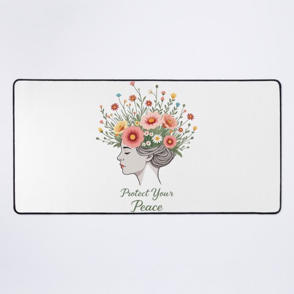 Item preview, Protect Your Peace Floral Brain Aesthetic - Mental Health Awareness & Growth Mindset Illustration designed and sold by Design-Pro-21.