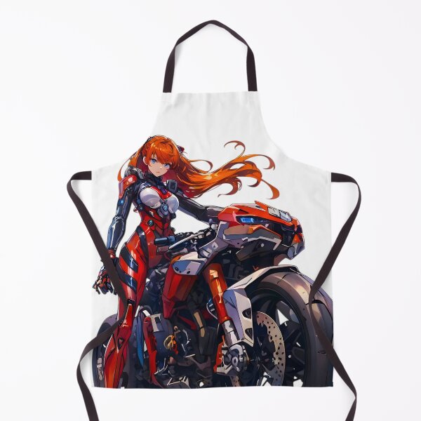 Item preview, Asuka Evangelion - Futuristic Anime Biker Girl – Cyberpunk Motorcycle Illustration designed and sold by Dyan4.